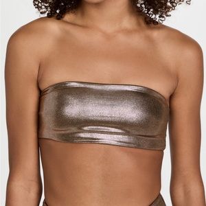 Good American Better Band Metallic Swim Top